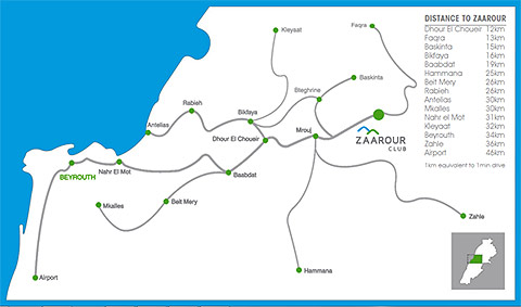 Zaarour Club map and directions