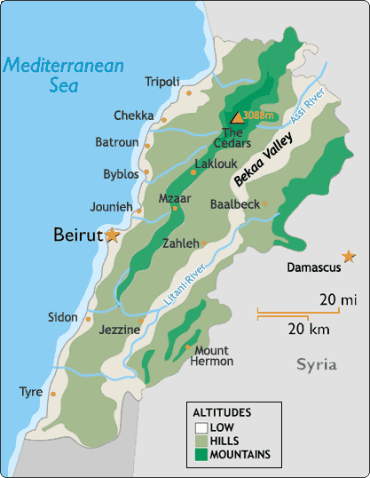 World Map Of Lebanon. Map of Lebanon