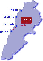 Faqra ski resort Lebanon map and driving direction