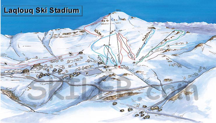Laqlouq ski resort trail map by SKILEB.com