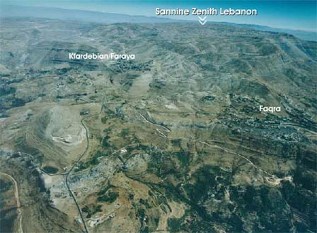 Location of Sannine Zenith ski resort in Lebanon
