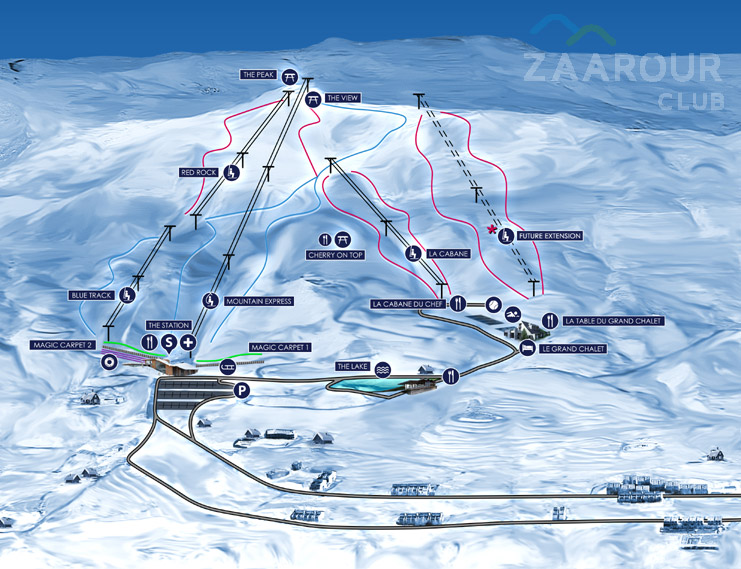 Zaarour Club ski resort trailmap Lebanon